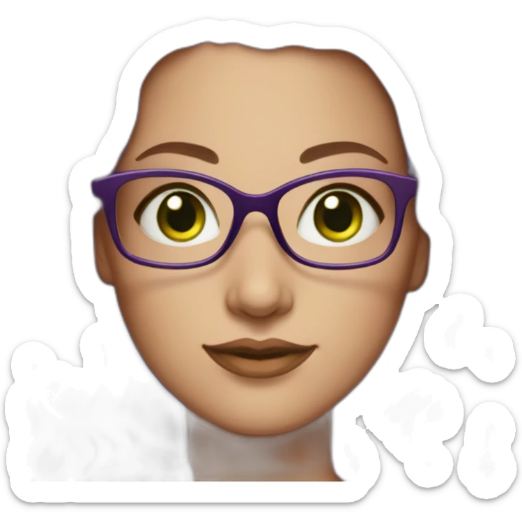 curvy-white-woman,wavy-purple-hair,green-eyes-square-glasses sticker