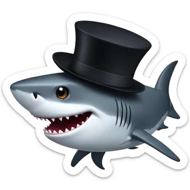Shark with a top hat sticker