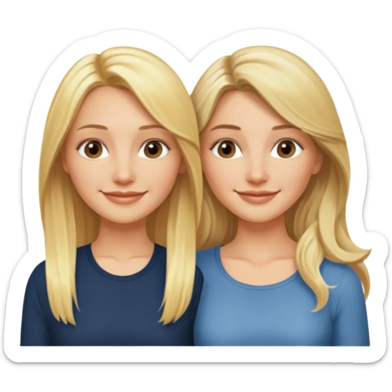 i want an emoji with 2 blonde girls like the movie "the holiday" They are not touching each other. One is Cameron Diaz, the tother Kate Winslet. They are friends.They have long hair. sticker