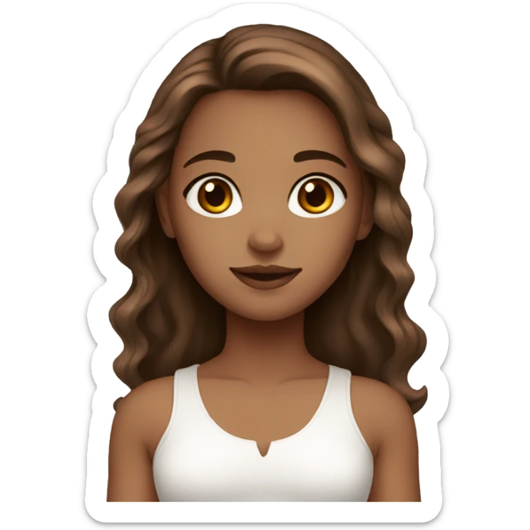 Girl white and brown skin brown hair brown eyes sticker