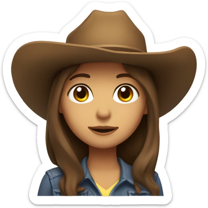 brown hair girl with brown cowboy hat, default yellow skin sticker