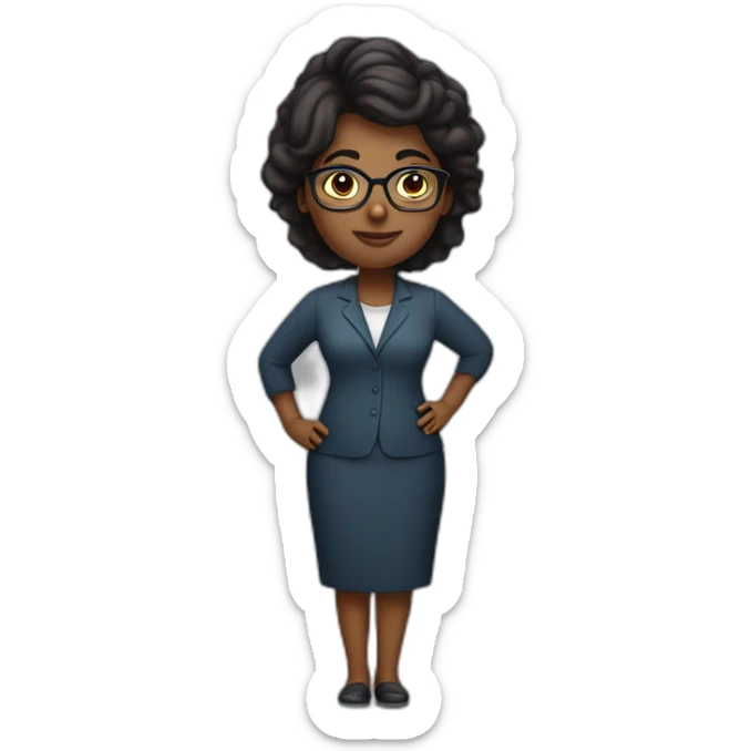 female dark skin overweight pharmacology teacher Indian Pakistani descent with glasses  sticker