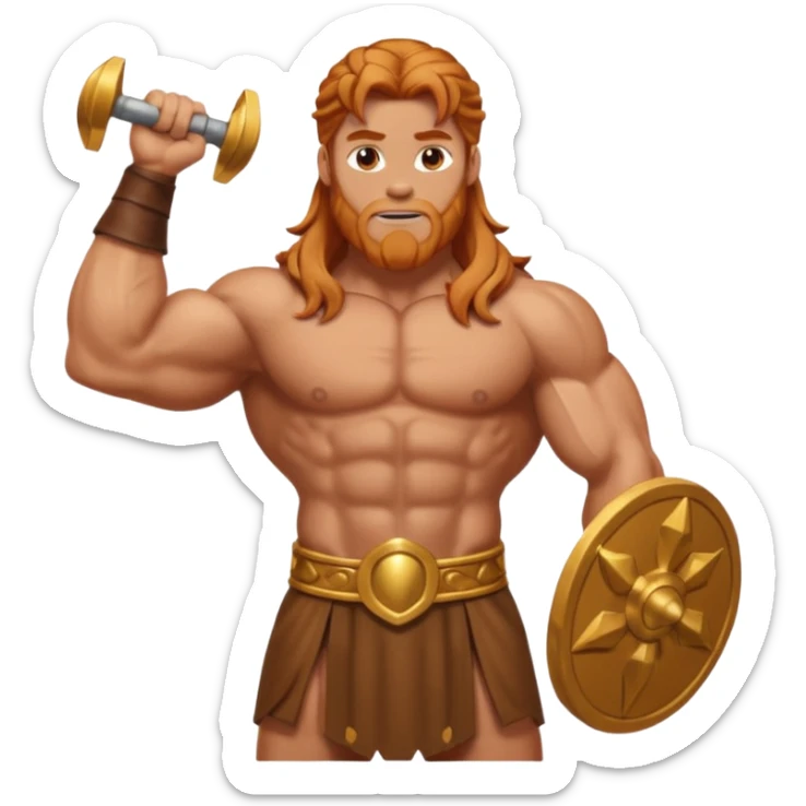 Hercules, God of Strength from Gods and Goddesses with long reddish blonde hair, bronze outfit sticker