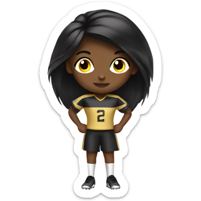 Black hair gold eye girl playing flag football sticker