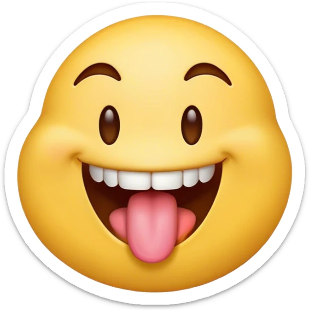 Emoji smiling with tongue slightly out on the corner of the mouth sticker