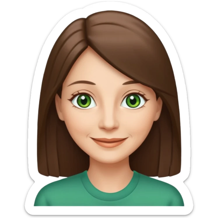 Pretty older woman with green eyes and long straight Ash-brown hair square face  sticker