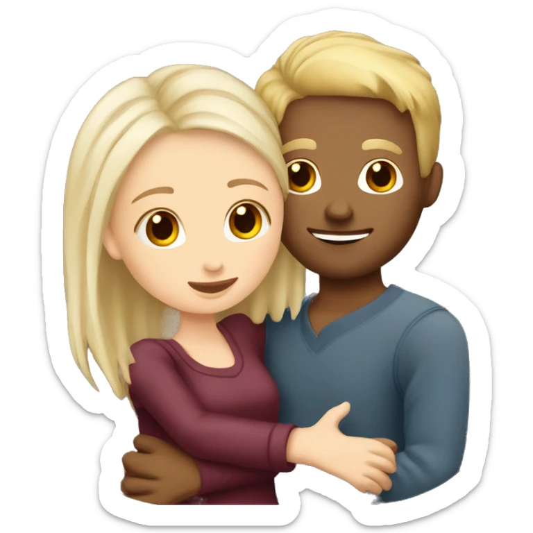 Slavic white girl with burgundy hair hug Slavic white man with blond hair  sticker