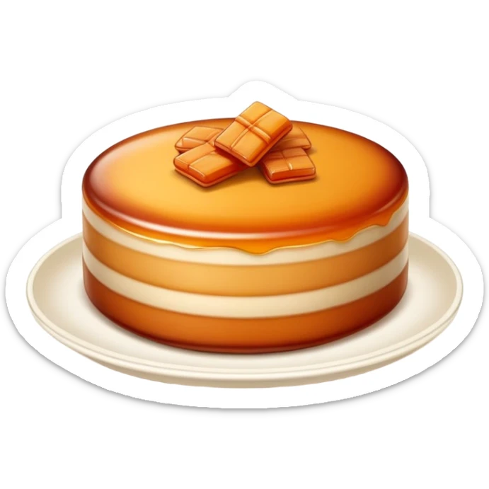 Nian Gao sticky rice cake with brown caramelized color, simplified emoji style with bold outlines and bright colors, cartoon style New Year sweet sticker