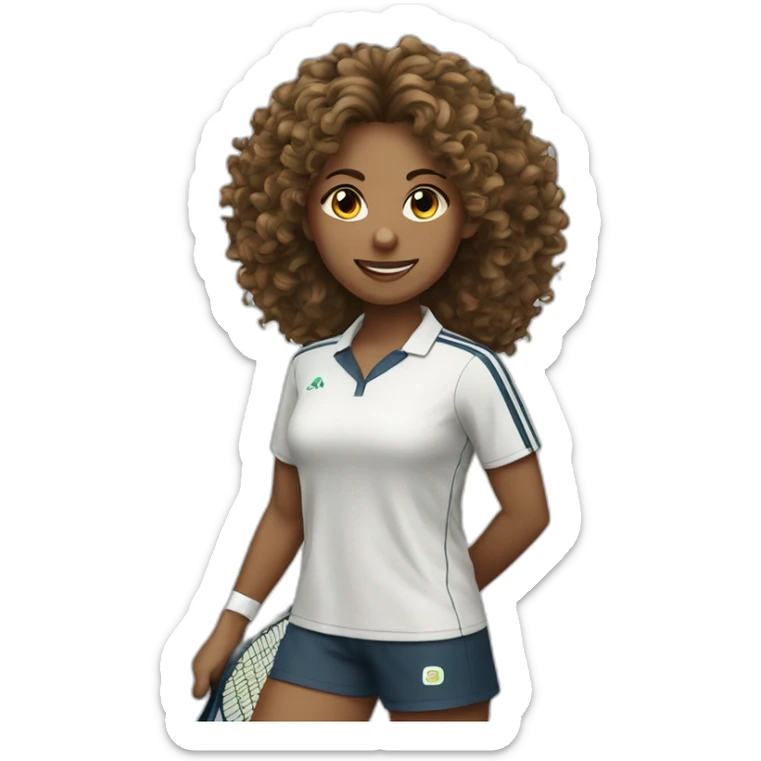 Female fisiotherapist tennis player curly hair sticker