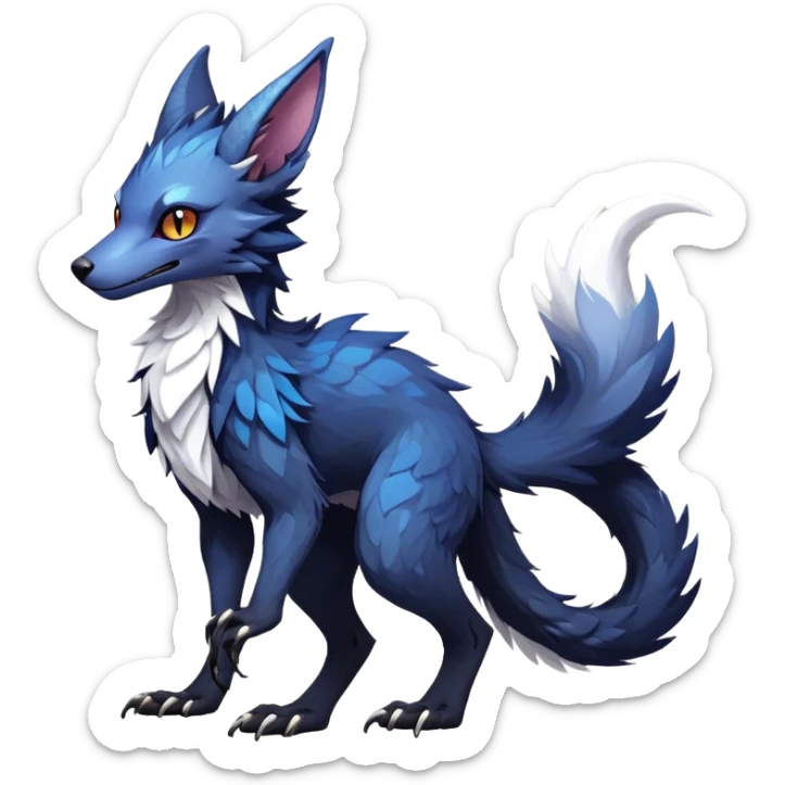 Epic Feral Rare Fantasy shiny dark Vernid-Sergal-Trico-species by LiLaiRa, random markings, tufted tail, tufted ears, full body sticker