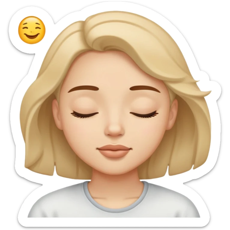 person relaxing with eyes closed enjoying a pleasurable breeze on their face sticker