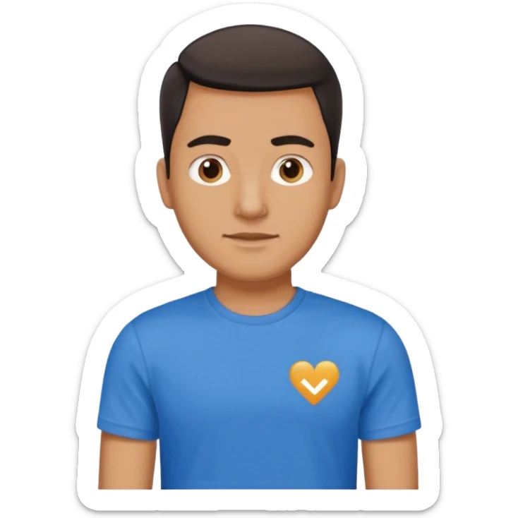 Now make a men who wears blue t shirt and on t shirt it is written mayank sticker