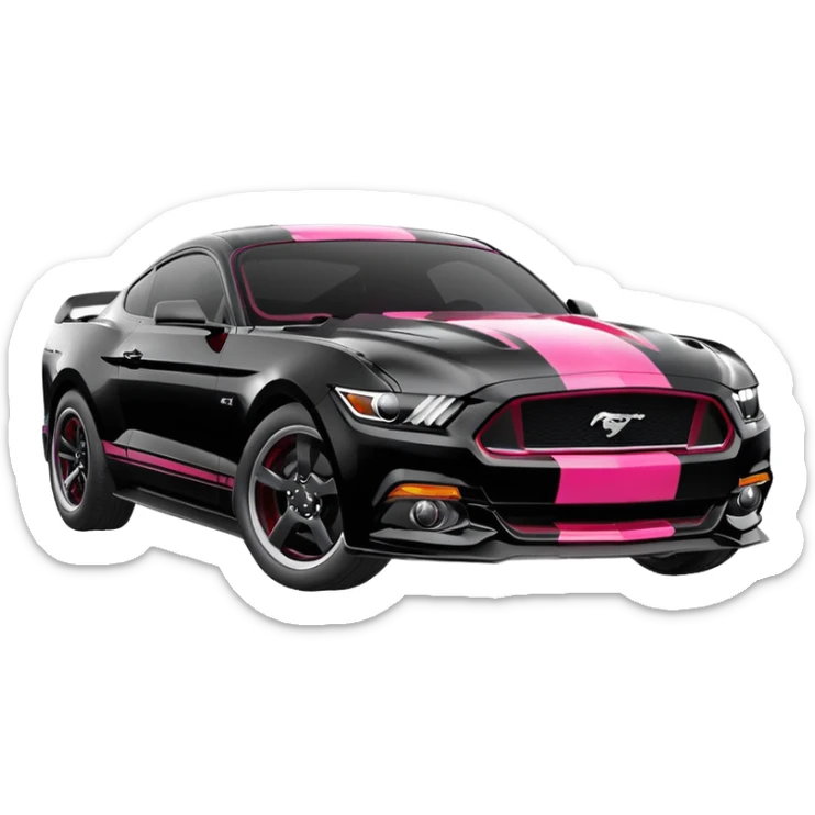Ford Mustang with center black strip design and in written 309 and in front real pnky sticker