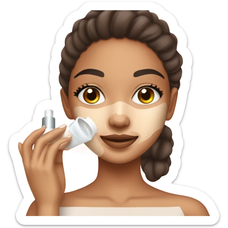 lightskin girl doing her skincare with skincare products  sticker