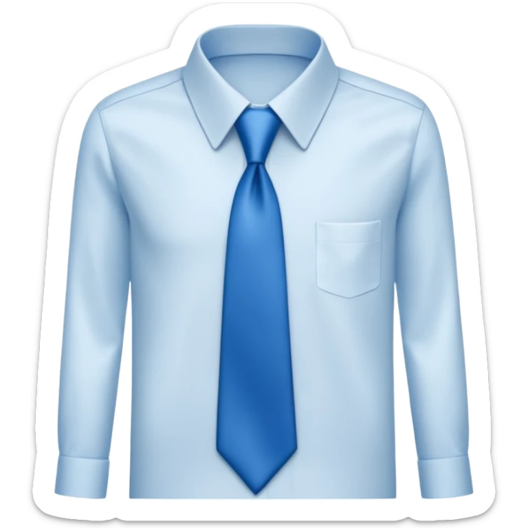 men's blue tie on white shirt, minimalism, no emojis or faces, iOS emoji style sticker