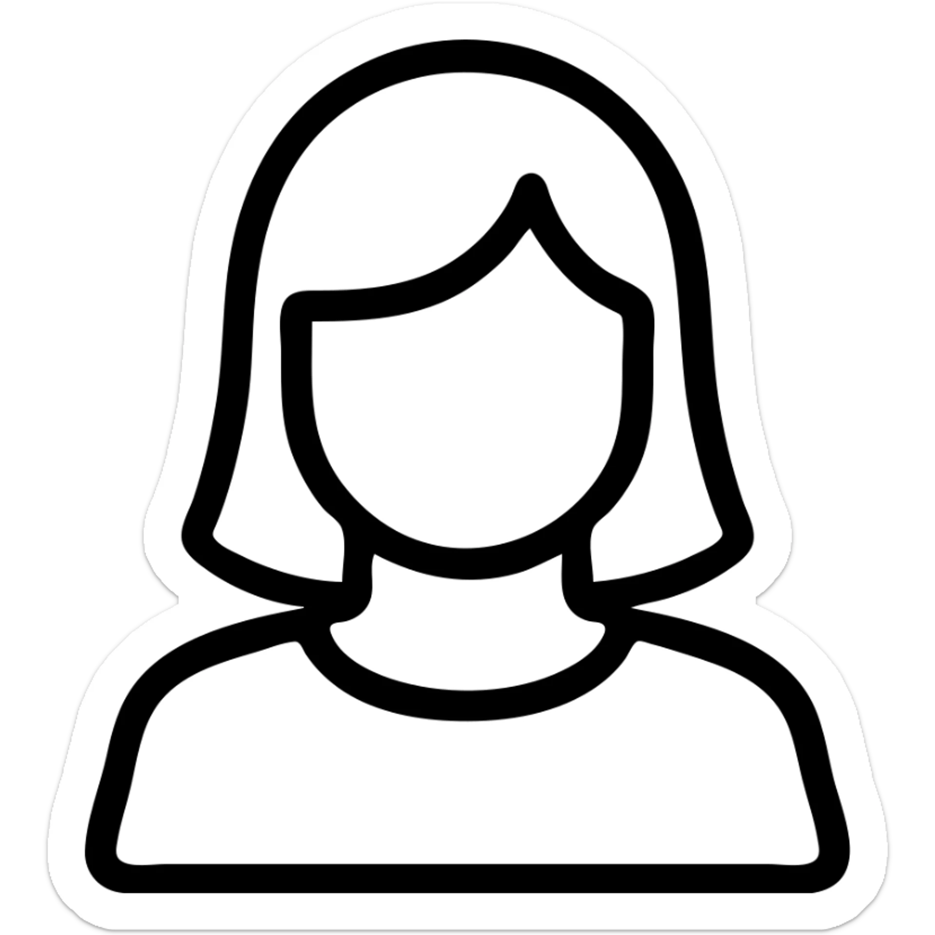 icon style illustration of a woman with blue hair, minimal and modern sticker