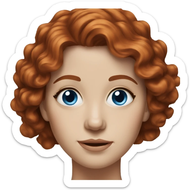 Realistic portrait of woman with wavy auburn hair and blue eyes  sticker