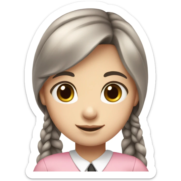 fair skin girl, pink school uniform and skirts, long straight hair sticker