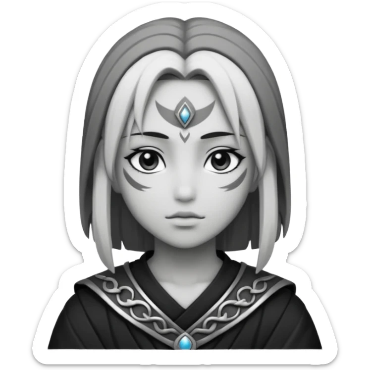 Kalashtar dnd estilo (dibujo antiguo blanco y negro) (ESTILO DARK ANIME Y QUE SE NOTE QUE ES UN Kalashtar) sticker