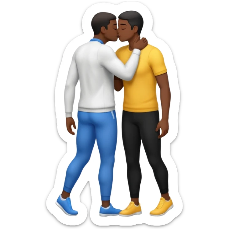 Full body view 2 naked men. White and black,  making out. Having sex sticker