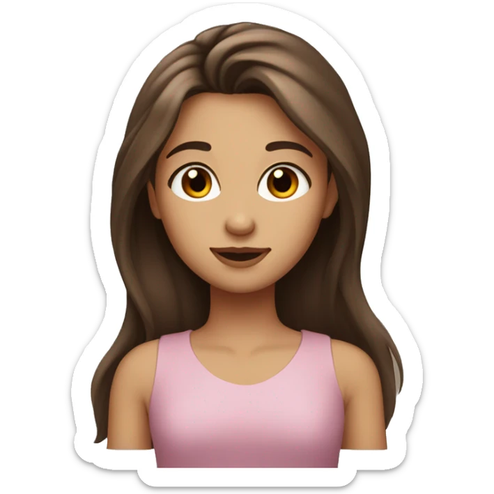girl with long brown hair and long lashes and brown eyes sticker