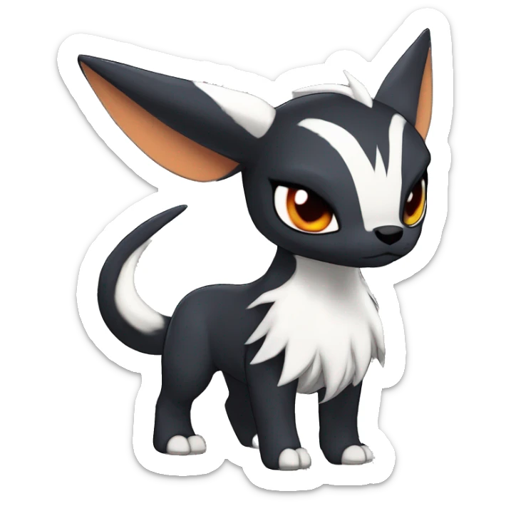 Edgy Cool Kawaii Baby Houndoom-Nargacuga-Absol-Garurumon-Pokémon Full Body Detailed High Quality sticker