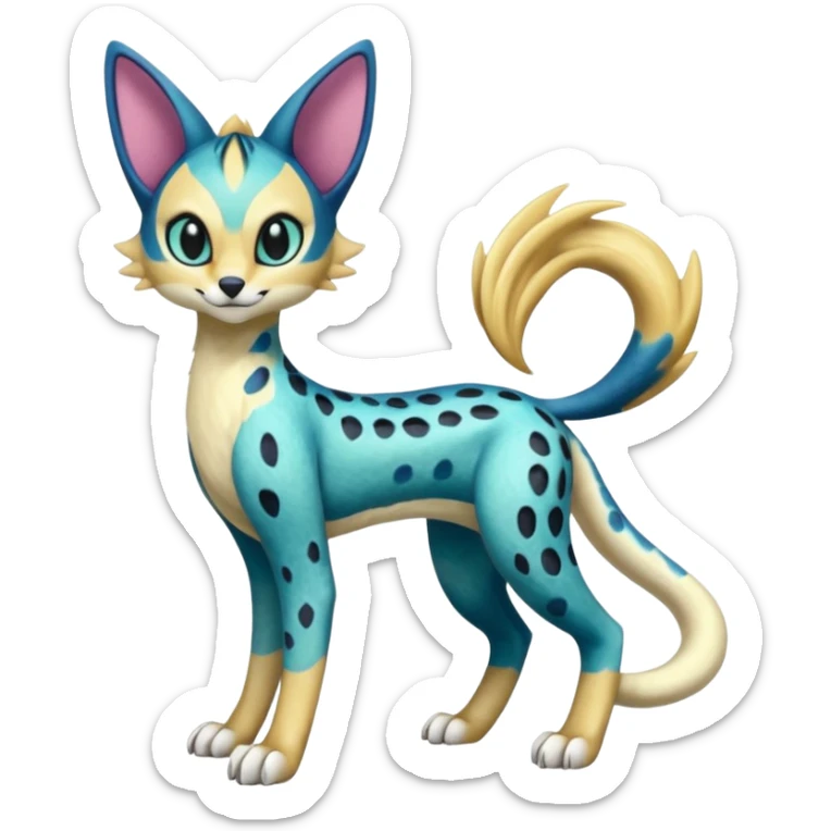 Meloetta-Sergal-Serval-Toothless-Cresselia-Palkia-Stitch-Fakémon-creature-hybrid sticker