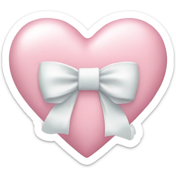 Pastel pink heart with white bow sticker