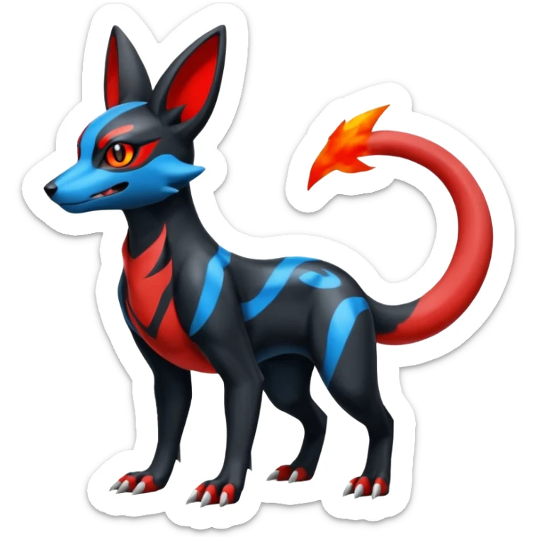 Umbreon-Lucario-Salandit-Zeraora-fusion, full body sticker