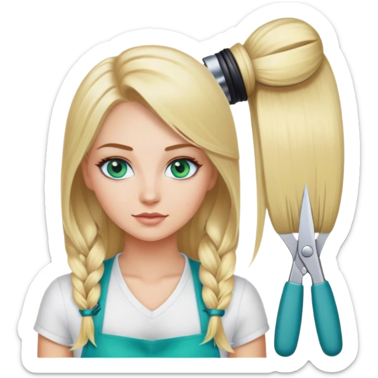 Blonde bob girl hair stylist with blue green eyes  sticker