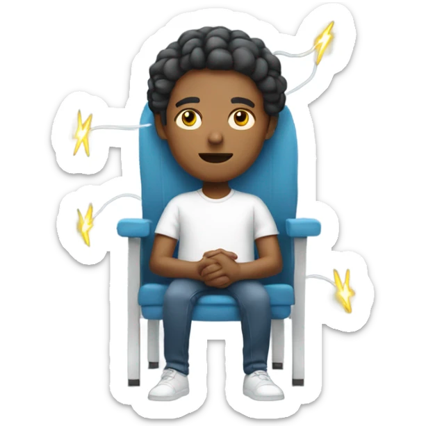 person sitting in chair with eyes closed electricity around them sticker