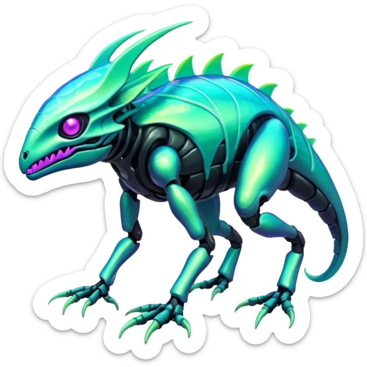 Tropical futuristic lush neon Fionbri-Vernid-creature (full body) sticker