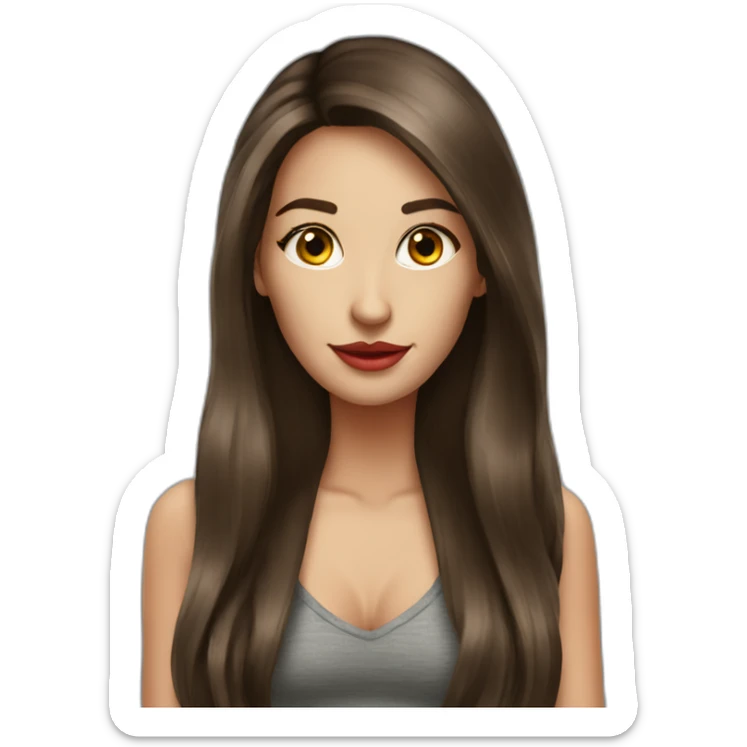 Brunette-girl-long-hair-old-money-fashion-style-red sticker