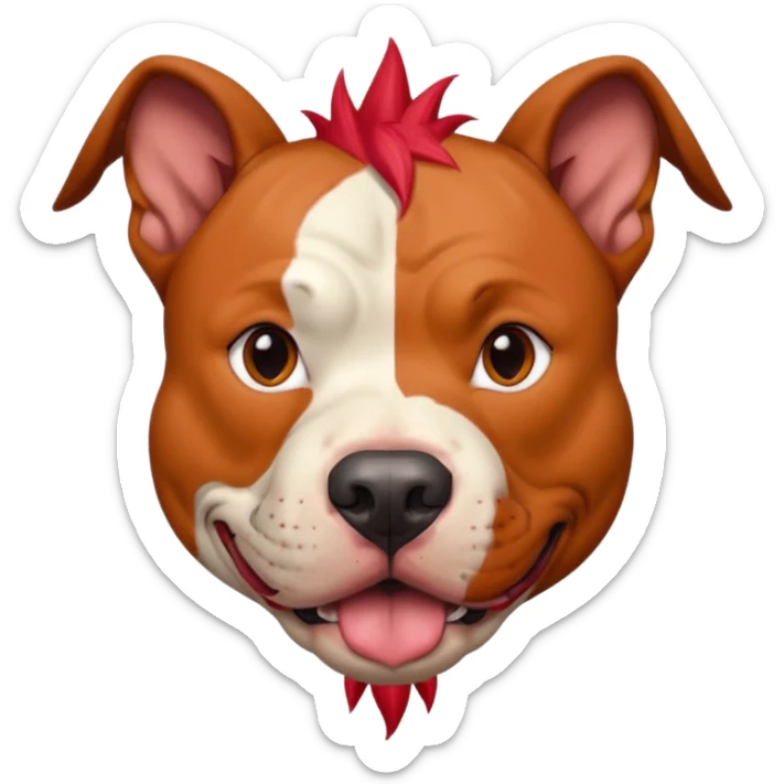 very tattoed face pitbull dog with red spiky hair sticker