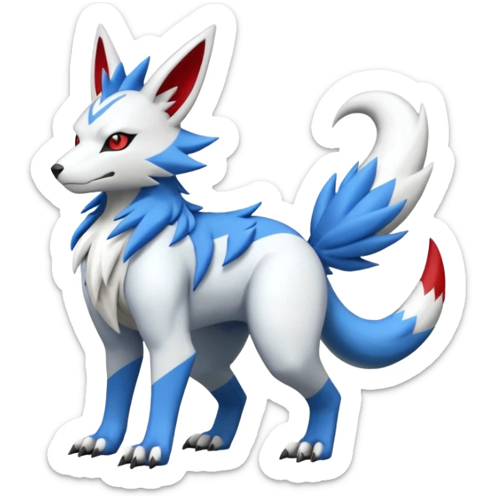 WereGarurumon-Zeraora-Renamon-Zangoose-fusion-hybrid-creature (full body sticker