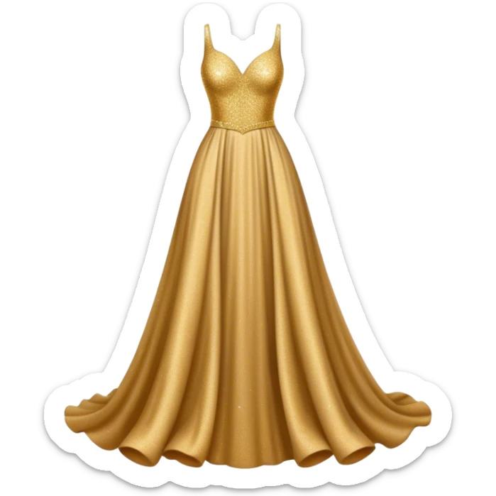 long gown dress made out of golden glitter sticker