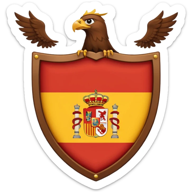 Bandera de españa tricolor actual con un águila marrón en el atrás del escudo de la bandera de españa sticker