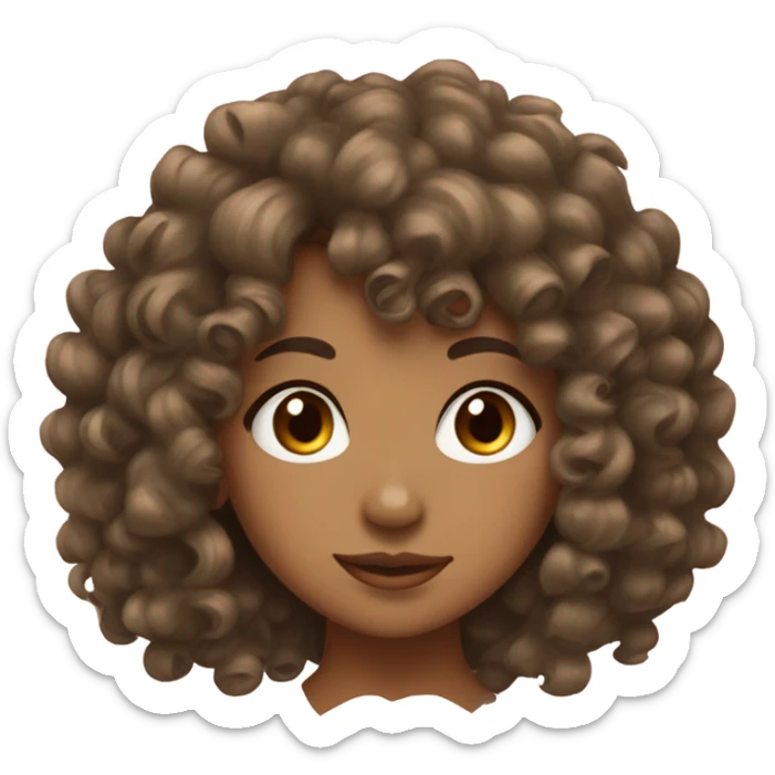tan girl with curl hair and curly bangs with brown eyes and a nose piercing  sticker