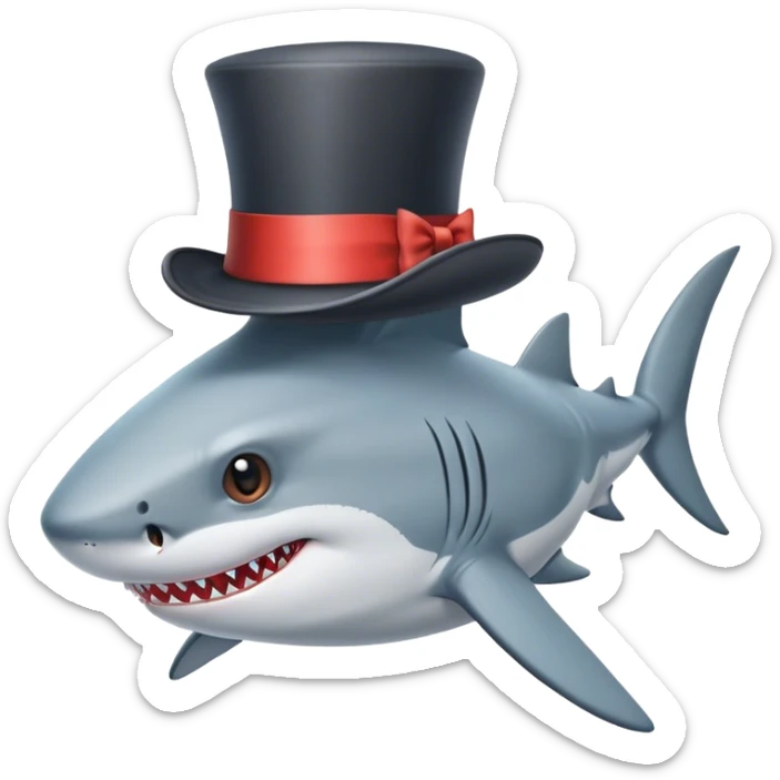 Shark with a top hat sticker