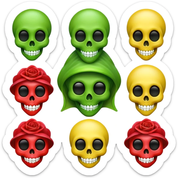 Pilot alien emoji ghost emoji skull emoji wet rose emoji laughing emoji sticker