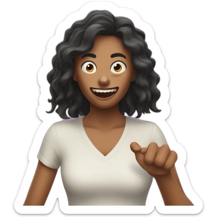 A woman acting like a monster with her hand and her face says grrr. Both hands are visible !  sticker