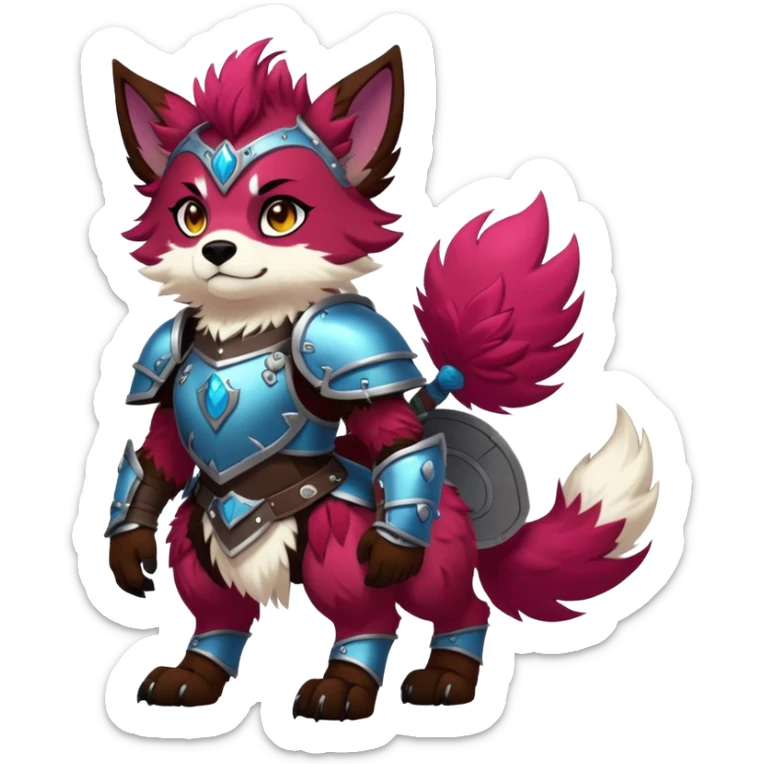 Vibrant dark edgy badass cool Falvie-Fionbri-creature-canine-fursona, full body, with random markings sticker