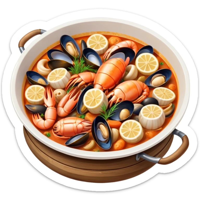cinematic-realistic-buzara-seafood-dish-emoji,-depicted-as-a-rustic,-flavorful-seafood-stew-with-shellfish-rendered-with-rich-textures-and-dynamic,-maritime-lighting. sticker