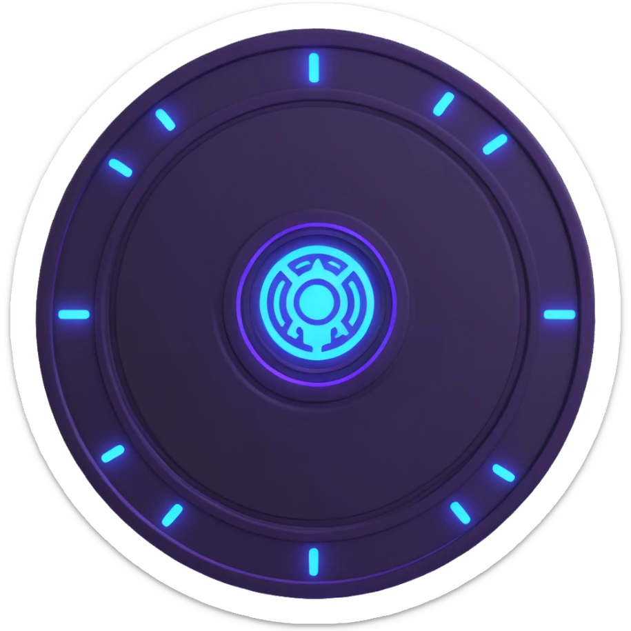 $PORTAL coin with embossed logo, blue and purple glowing accents sticker