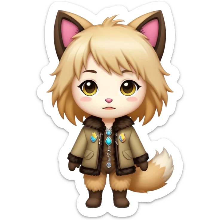  High quality Cute Cool Kawaii edgy Pretty Chibi Fur-Sona Colorful Fakemon Full Body sticker