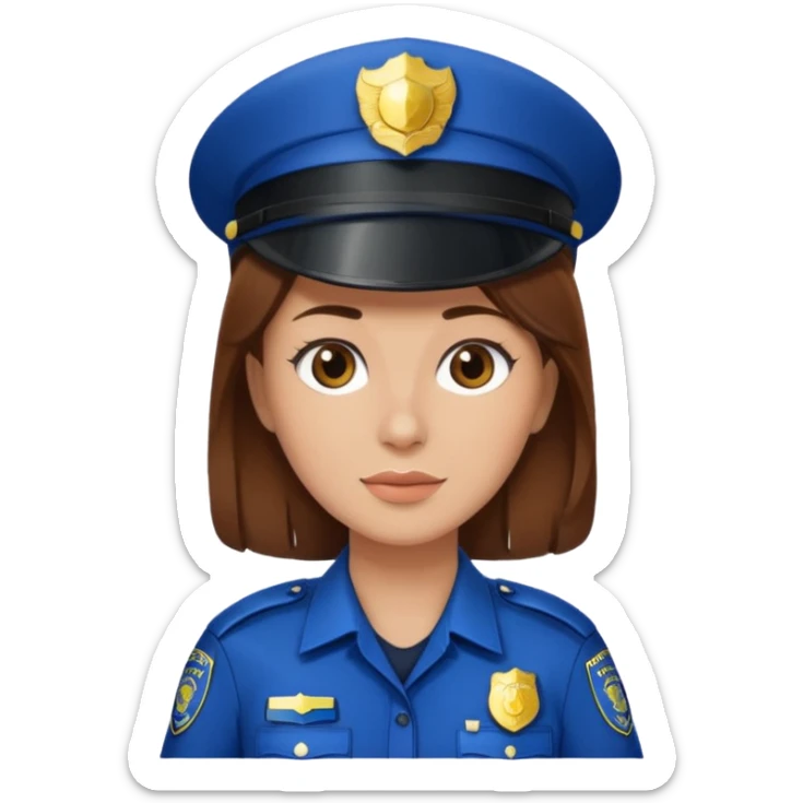police woman with brown hair and bright skin sticker