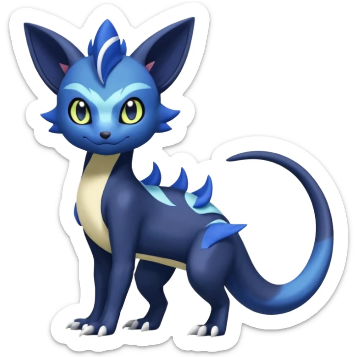 Nebulae Salandit-Meowstic-Noibat-Fakémon-hybrid-creature (full body)  sticker