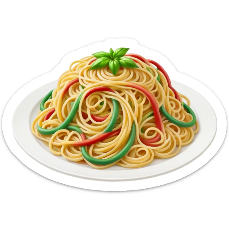 green white and red rainbow with a plate of spaghetti at the end of it sticker
