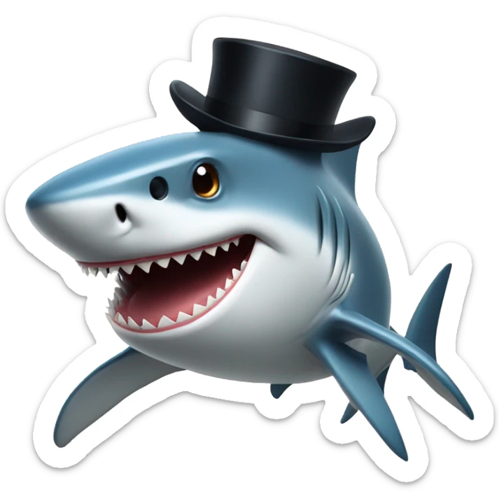 Shark with a top hat sticker