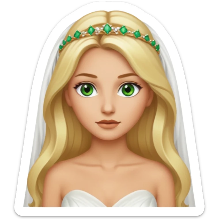 Fille cheuveux blond longt yeux vert  maquiller robe de mariage Métisse chronique sticker